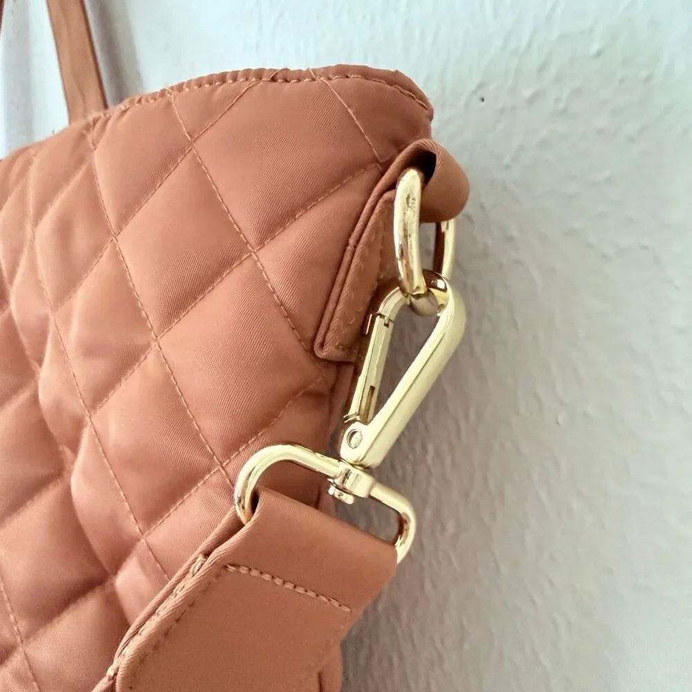 Stoney Clover Lane Desert Dreams Quilted Puffy Tote Bag Large Tan Orange